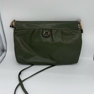 Vintage Etienne Aigner Elegant Green Leather Crossbody Bag Grunge